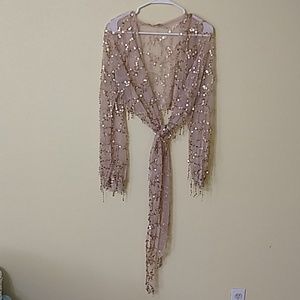 Golden Wrap/Tie Sleeve Shrug Shawl